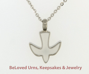 White Dove Cremation Jewelry Pendant Urn Keepsake Memorial- 20"Necklace & Funnel