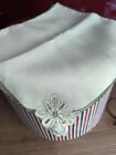 Four Cream With Cut Out Design Edged With Green Napkin 28 X 28 Cm Unbranded