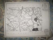ANTIQUE 1961 McKEAN COUNTY PENNSYLVANIA HUNTING FISHING MAP SMETHPORT HIGHWAY NR