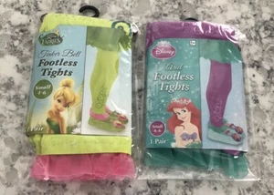 NEW Tights (2 pairs Total) TinkerBell / Ariel Disney Fairies Girls Size 4-6 NWT - Picture 1 of 7