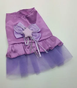XXS 17CM TEACUP PURPLE SATIN DOG DRESS CLOTHES CHIHUAHUA MALTESE YORKIE PUPPY - Picture 1 of 1