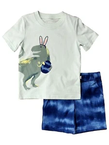 Toddler Boys Dinosaur Easter Bunny T-Shirt & Shorts Outfit Set 3T - Picture 1 of 2