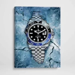 Rolex GMT Master II inspired Canvas Wall Art Print - Watch Art Poster Print - Picture 1 of 12