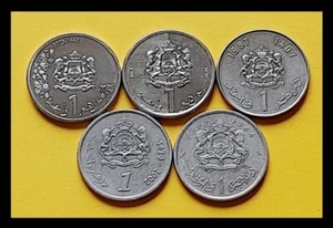 Marocco 1 Dirham 5 diverse date di emissione 2023, 2017, 2002, 1987, 1965 Fine/UNC - Foto 1 di 2