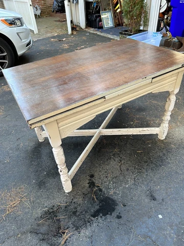 1800s Shabby Chic dinning /kitchen TABLE (pull out leaf) Country farmhouse Cover