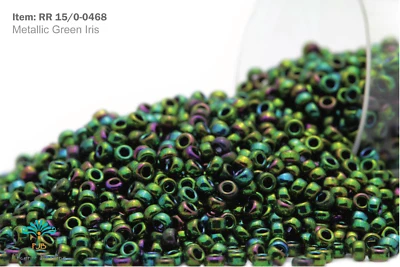 Miyuki Round Rocailles 15/0 Metallic Green Iris Seed Beads RR-468 - Image 1 of 2