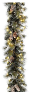 National Tree 9' Pre-Lit Glittery Pine Artificial Christmas Garland Clear Lights - Picture 1 of 5
