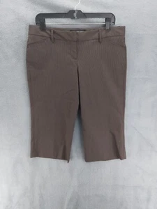 Larry Levine Petite Stretch Cropped Capri Pants Women Sz 12P Brown Pinstripes - Picture 1 of 10