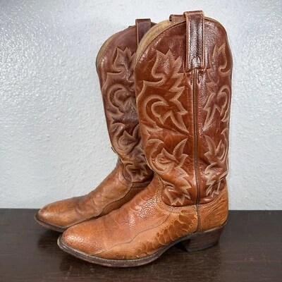J Chisholm Men's Cowboy Boots Size 8 D Ostrich Leg Brown Leather Western - Image 1 of 4