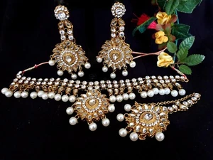 New Indian Bollywood Bridal Costume Jewellery with Tikka - Picture 1 of 3