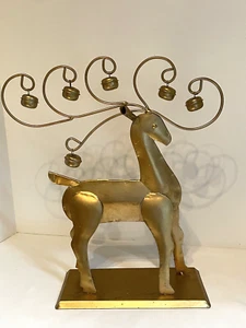 Mesa decorativa vintage de metal reno cuernos grandes con campanas de 14 pulgadas de alto - Imagen 1 de 16
