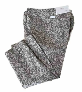 Christopher & Banks Khaki Floral Sz 6 Mid Rise Straight Fit Crop Pants NWT - Picture 1 of 9