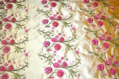 Heavy Embroidered Satin Upholstery Sewing Fabric Home Decor Costuming - Image 1 of 4