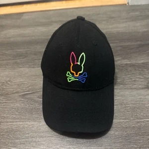 Psycho Bunny Kids Leo Baseball Cap Black OneSize/Adjustable Rare Find Logo - Picture 1 of 4