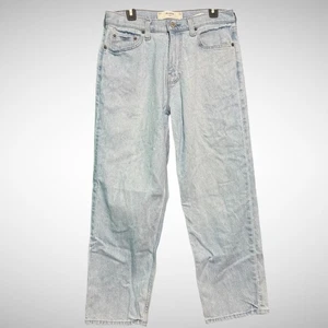 Hollister Jeans Mens 30X30 Solid Blue Baggy Denim Pants Y2K Pre Owned - Picture 1 of 7