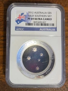 2012 Australia A$5 Crux Southern Sky domed .999 silver NGC PF 69 Ultra Cameo - Picture 1 of 2