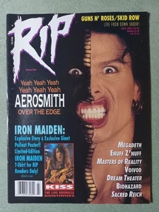 RIP MAGAZINE JULY 1993 VOL 7 NO. 8 W/ POSTER IRON MAIDEN AEROSMITH MEGADETH KISS - Picture 1 of 4