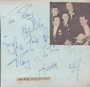 The Five Smith Brothers & Max Miller (Cheeky Chappie) VINTAGE SIGNIERTE ALBUMSEITE - Bild 1 von 4