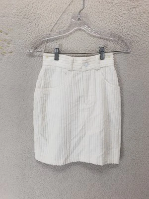 Michael Lo Sordo Skirt Womens 6 White Corduroy Mini High Rise Pocket Cotton - Image 1 of 4
