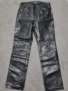Genuine Leather Excellent Cond Boot Cut Soft & Supple Size 8 Actual 32W 30.5L - Picture 1 of 3