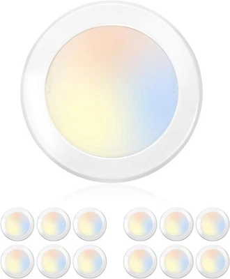 Paquete de 12 luces de disco empotrables LED 5/6" 15W 3CCT regulables lámparas de techo Foto 1 de 4