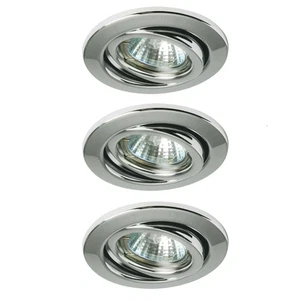 3 X Luci da Incasso Faretto Set Orientabile Cromo 3 X 50W GU10 230V Alogena - Foto 1 di 1