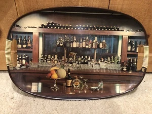 Vintage Bar Scene Serving Tray Made in Japan Retro 17.5” X 11.5” - Picture 1 of 5