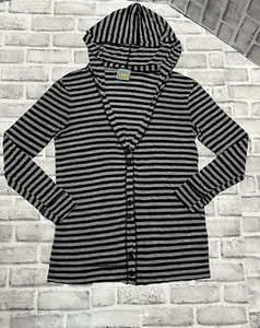 C&C California M Sweater T Shirt Material grey & white Striped Cardigan hooded - Picture 1 of 8