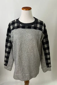 MADEWELL gray w/ black check shoulders/sleeves M - Picture 1 of 4