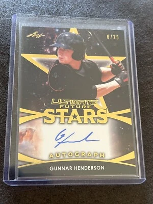 2019 Leaf Ultimate Future Stars Gold Gunnar Henderson On Card Autograph #6/25 - Image 1 of 2
