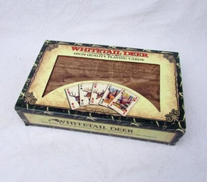 Whitetail Deer Cynthie Fisher Art Double Deck Playing Cards Wood Box NEW - Picture 1 of 7