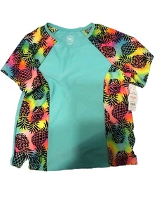 NWT Wonder nation Girls Swim Shirt XXL (18) Green Pineapples Bright - Picture 1 of 4