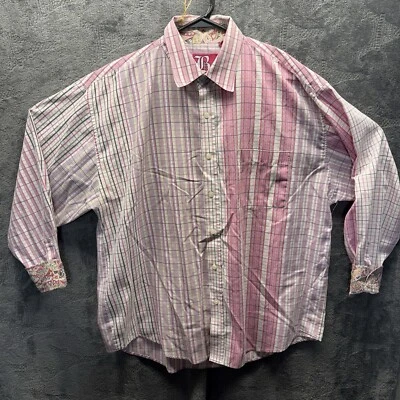 Brooklyn Xpress Shirt Men XL Paisley Flip Plaid Pocket Button Front - Image 1 of 4