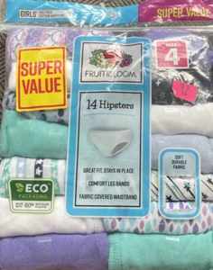 Girls' Fruit of the Loom 14 Pack Hipster Underwear Panties Size 4 NEW - Picture 1 of 2