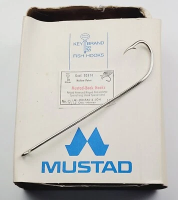 100 - Mustad Long Shank Hooks Special Bend 92618 Nickel Surge Tube Hook - Image 1 of 4
