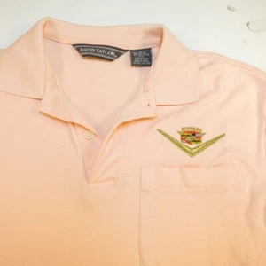 VINTAGE DAVID TAYLOR CADILLAC CAR LOGO EMBLEM POLO POCKET SHIRT Mens S - Picture 1 of 2