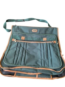 La Valege Garment Bag Luggage Leather Trimmed 22 x 22 Green - Picture 1 of 20