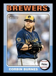 Mini corbin Burnes Blue Border 8/25 Brewers #275 Topps Heritage 2024 - Imagen 1 de 2