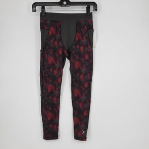 Old Navy Active Leggings Unisex Youth Medium (8) Red Black Camo Stretch NEW - Picture 1 of 15
