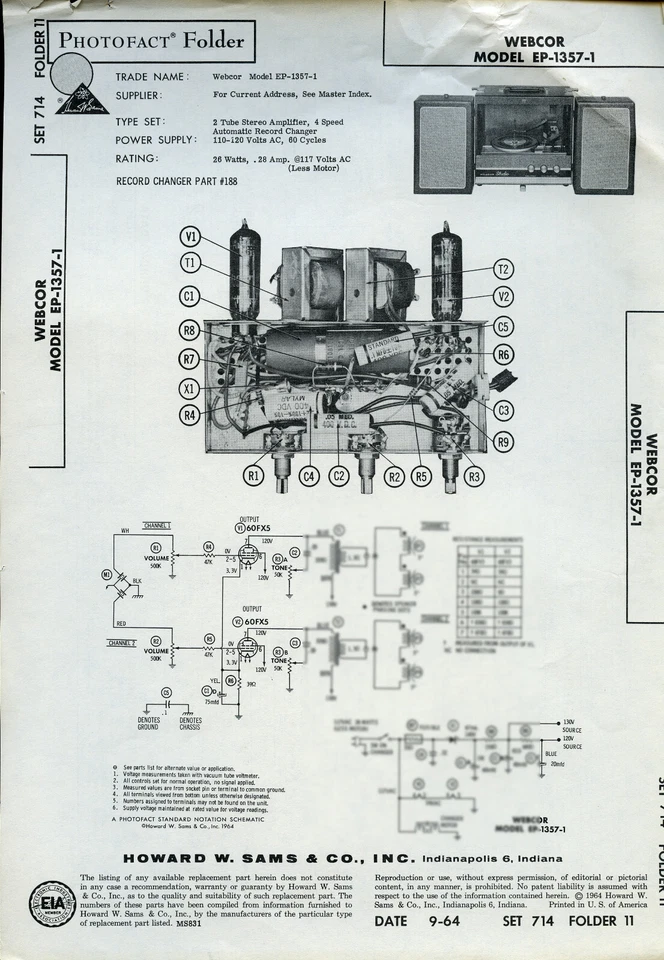 Carpeta de colección Sam's fotofacto/esquemática modelo Webcor #EP-1357-1 SFF28 Foto 1 de 1
