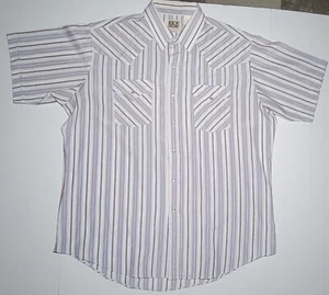 Ely Cattleman Mens Blue and White Striped Button Up Short Sleeve Shirt Size XL - Picture 1 of 8