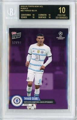2022-23 TOPPS NOW UCL 52/99 PURPLE PARALLEL #40 THIAGO SILVA BGS BLACK LABEL 10! - Image 1 of 2