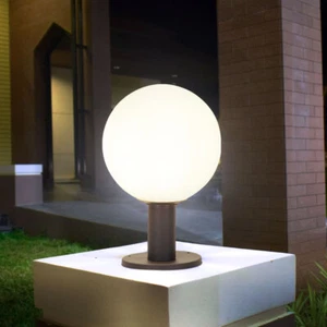 Außenstehlampe Sockelleuchte Gartenlampe Glaskugel Wegeleuchte anthrazit H 38 cm - Bild 1 von 12