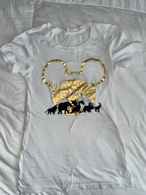 Camiseta Feminina XS Disney Animal Kingdom Preto Dourado Branco - Imagem 1 de 2