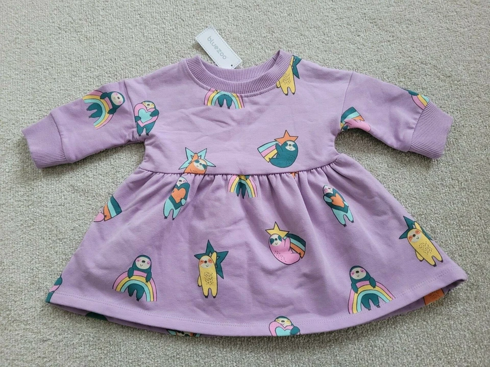 Blue Zoo Age 3-6 Months Baby Girls Dress Sloth Theme With Tags