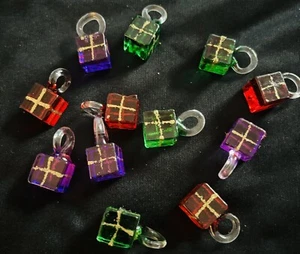 12 Mini Colorful Stained Glass Presents Hanging Christmas Tree Ornaments - Picture 1 of 6