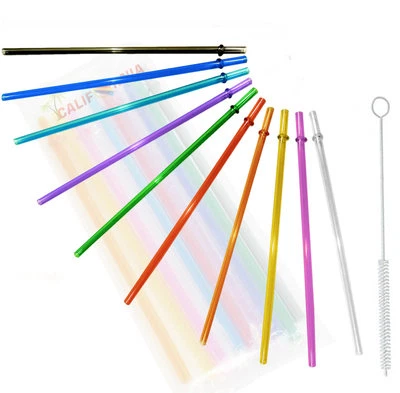 Rainbow Colored Replacement Acrylic Straw Set of 10 /With Cleaning Brush