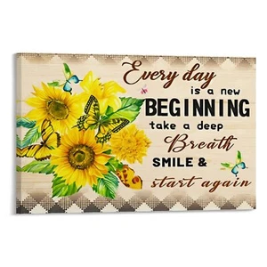 Every Day Is A New Beginning Canvas Poster Home Decor Aesthetic Art Modern Gift - Picture 1 of 13