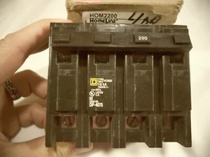 Square D QOM2200MM Main Circuit Breaker 200 Amp 2 Pole 120/240 VAC Bolt On #70 - Picture 1 of 6