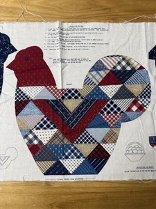 Vintage Fabric Chicken Cut Sew Panel Pillow 1980s - Picture 1 of 9